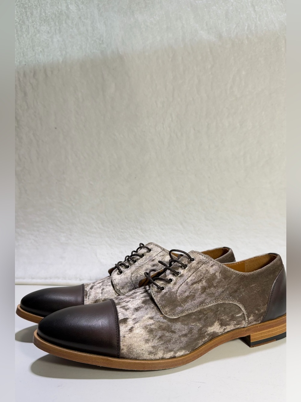 TAFT The Jack Shoe Grey Oxblood Wool Leather Cap Toe Oxford Men EU 41 US 8